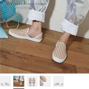 Freda Salvador Eddy D'Orsay Checkerboard Sneakers Latte Combo Woven Calf